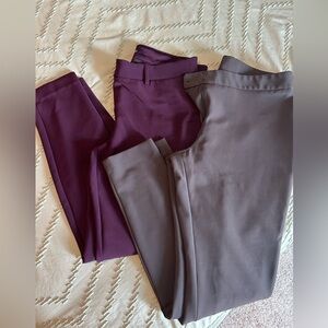 Duo pair of Express skinny dress pants: purple and grey size 10R